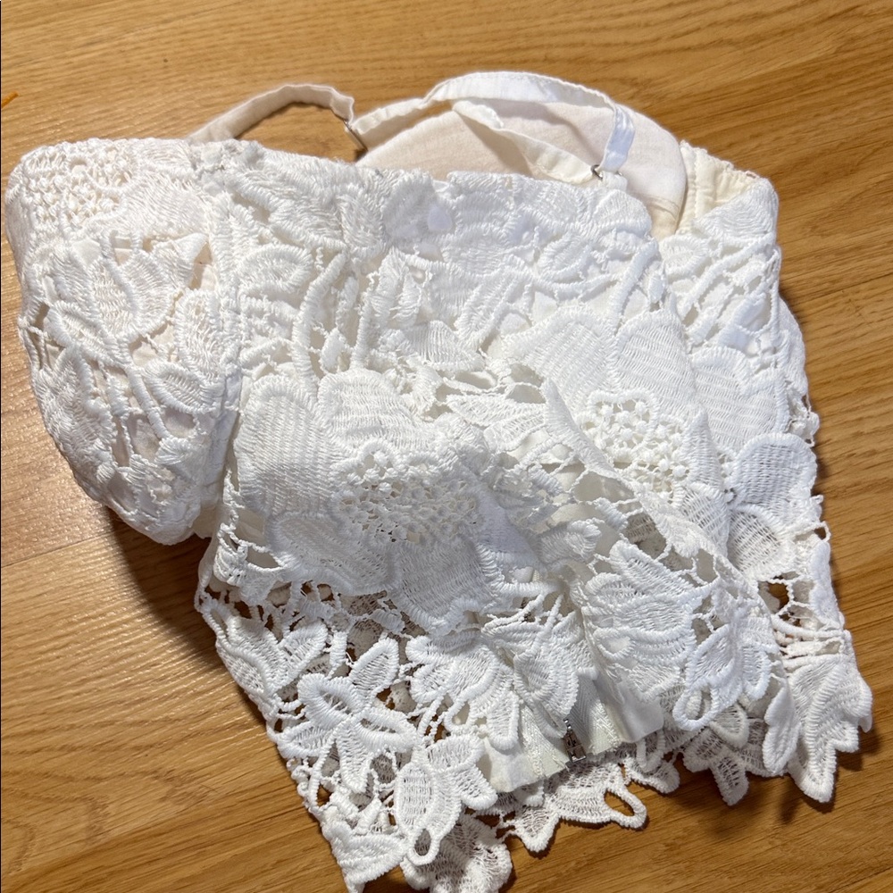 L’atiste by Amy White Lace Floral Crop Top Bustier Small - Picture 5 of 6